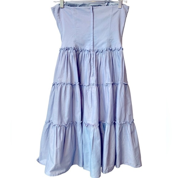 BCBGMaxazria Strapless Ruffled Mini Dress Light Blue Size 0 - Picture 4 of 8